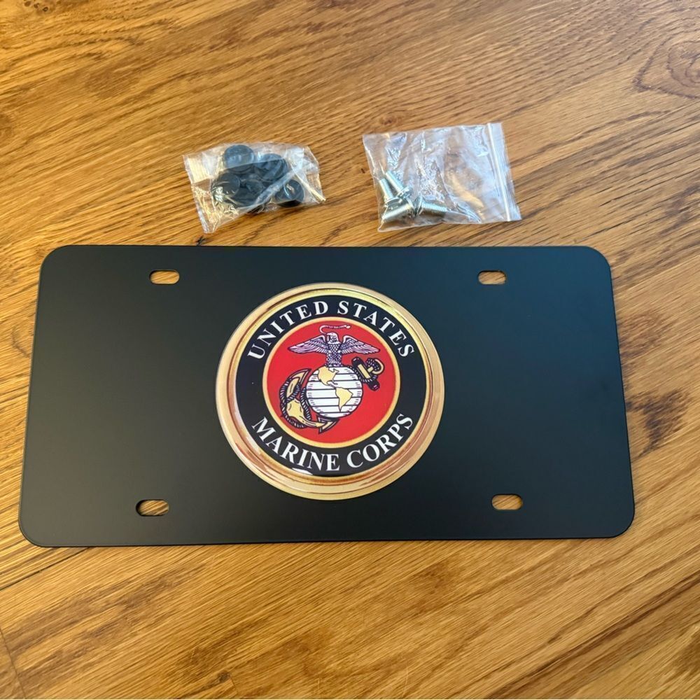 United States Marine Corps License Plate in Black NWT